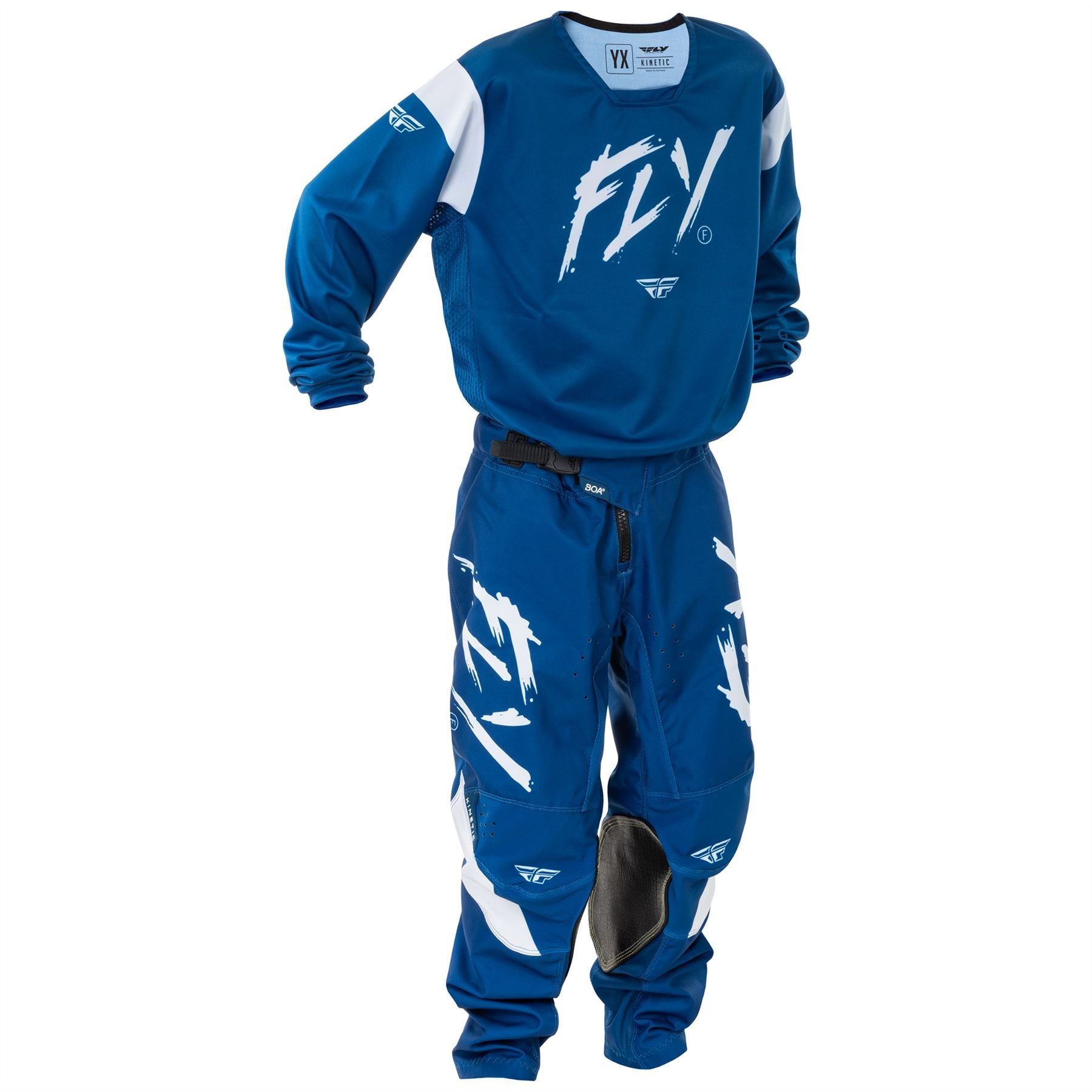 Fly Racing 2025 Motocross Combo Kit Kinetic Youth Navy White